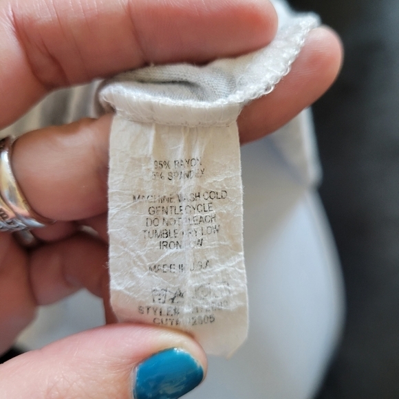 Hailey & Co. Grey White Stripe Blouse Short Sleeve Black Striped Ruffle Sleeves - Picture 6 of 6